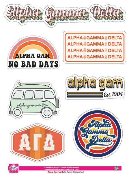 Alpha Gamma Delta Retro Sticker Sheet Sororityshop
