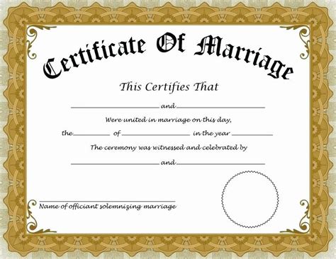 Free Blank Marriage Certificate Templates Addictionary