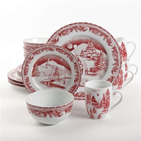 dinnerware winter christmas corelle gibson holly sets holiday rated livingware log homes cottage decorating casual everything amazon