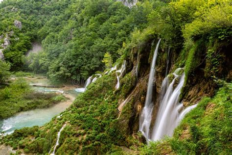 The Great Waterfall At Plitvice Lakes National Park In Croatia Stock