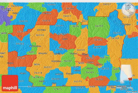 Political 3d Map Of Zip Codes Starting With 363