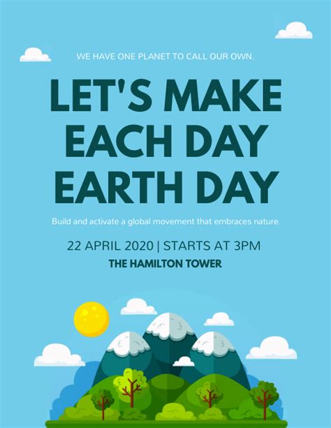 Blue Earth Day Event Flyer Template Postermywall