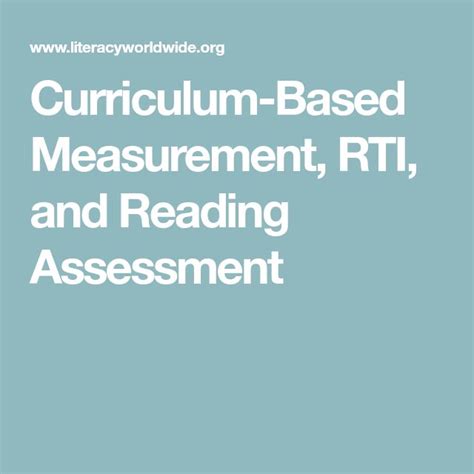 Curriculum Based Measurement Rti And Reading Assessment Reading