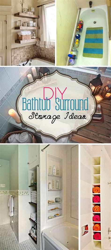 With the wooden panels on the ceiling and the completely contrasted white bath tub, such a. DIY Bathtub Surround Storage Ideas - Hative
