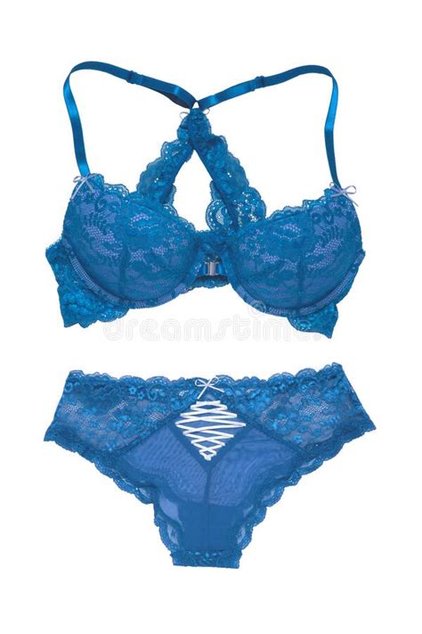 Bragas Aisladas Cierre De Un Bello Sujetador Azul Elegante Femenino Y