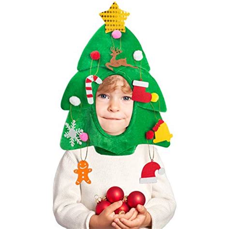 Domestar Christmas Tree Hat With 7pcs Ornaments Funny Christmas Hat