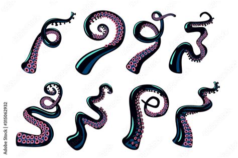 Octopus Tentacles Set Vector Design Elements Collection On Isolated
