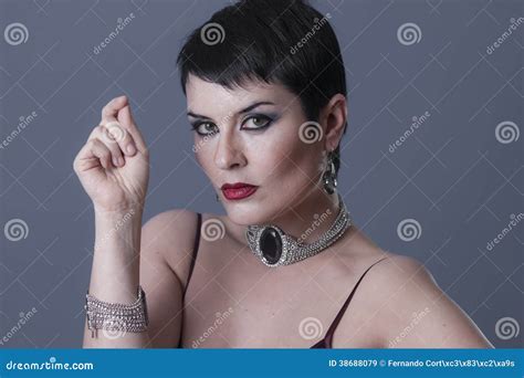 Elegant Sexy Brunette With Pearls And Silver Jewelry Luxury M