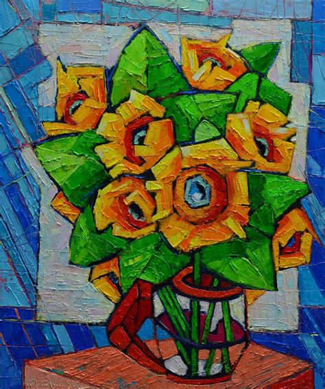Cubist Sunflowers Modern Colorful Vibrant High Artfinder