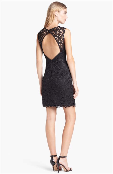 Adrianna Papell Cutout Back Lace Sheath Dress in Black | Lyst