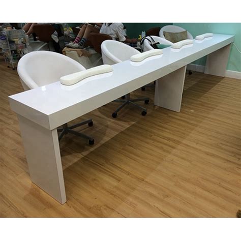 White Design Beauty Nail Salon Furniture Manicure Table Long Nail Bar