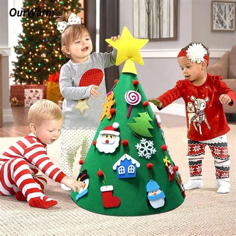 Ourwarm New Year 3d Diy Felt Christmas Tree For Toddlers With Ornaments