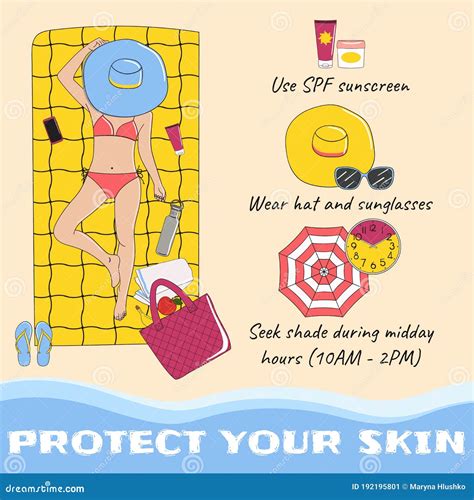 Sunbathing Infographic Skin Protection And Sun Safety Infographics