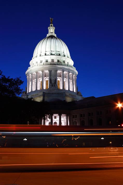 Madison Wisconsin Capitol Building At Night Photograph By Michael