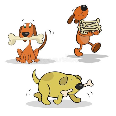 Funny Puppy Cartoon Holding Bone Stock Illustrations 121 Funny Puppy