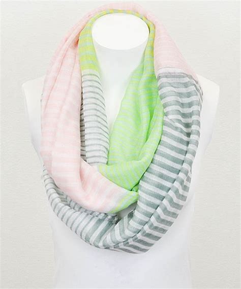 Pink And Green Neon Stripe Infinity Scarf Zulily Stripe Infinity
