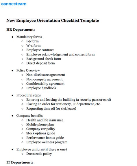 New Employee Orientation Program Checklist
