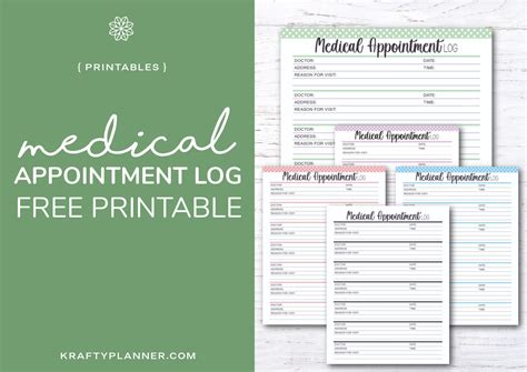 Medical Appointment Log Free Printable Day 8 — Krafty Planner