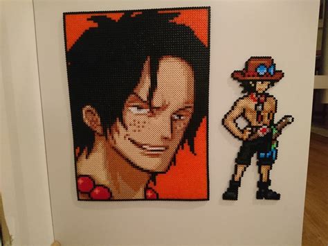 One Piece Portgas Ace Pixel Art Pattern Pixel Art Anime Pixel Art