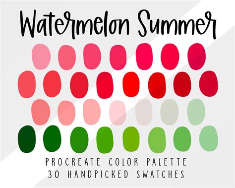 Watermelon Summer Procreate Color Palette Color Swatches Etsy Singapore