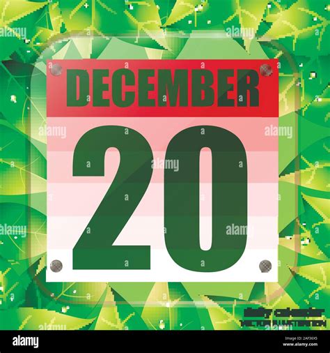 December 20 Icon For Planning Important Day With Green Leaves Banner