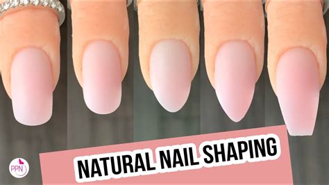 How To Shape Natural Nails Squoval Oval Round Almond Coffin Youtube