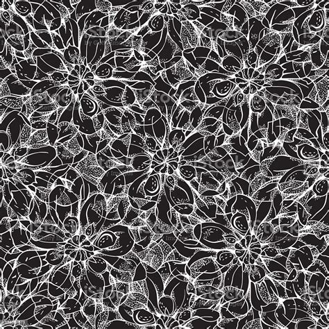 Monochrome Abstract Floral Seamless Pattern Stock Illustration