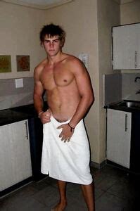 Shirtless Athletic Muscular Frat Jock In Towel Shaggy Hair Male Photo X P Ebay