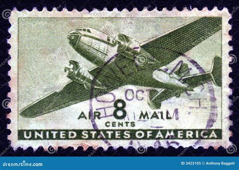 Vintage Usa Airmail 8c Stamp Royalty Free Stock Photo Image 3423105