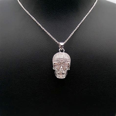 2016 New 925 Silver Skull Necklace Andpendant Women Halloween Jewelry Day