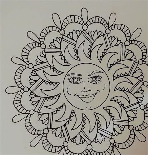Attitude Sun Mandala Coloring Or Tangling Page Original Art By Colista
