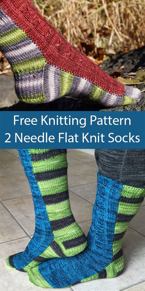 Free Knitting Pattern For Two Needle Flat Knit Socks Sock Knitting Patterns Knitted Slippers