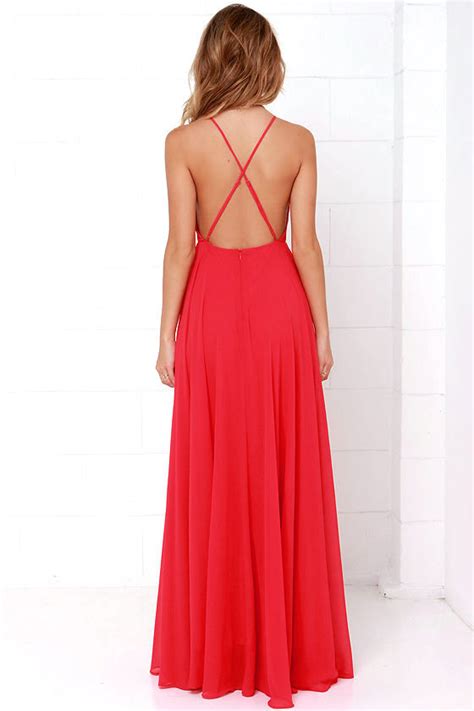 Beautiful Red Dress Maxi Dress Backless Maxi Dress 6400