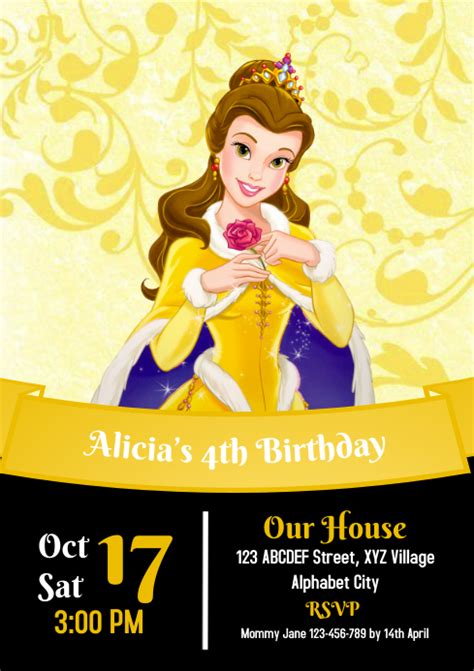 Copy Of Princess Belle Birthday Invitation Postermywall