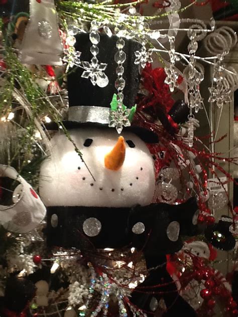 Raz Snowman Tree Topper And Lighted Top Hat Holiday On Ice Centerpiece
