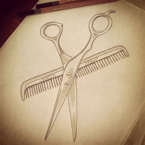 Hairstylist Shears Comb Couples Scissors Scissors Drawing Cute