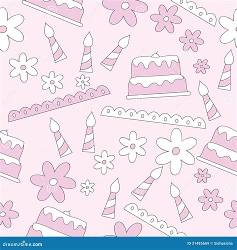 Seamless Pattern Of Birthday Elements Background Stock Vector Illustration Of Vector Lovely
