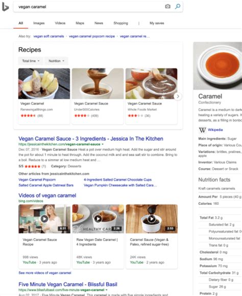 Bing Showing A Streamlined Recipe Carousel In Search Results