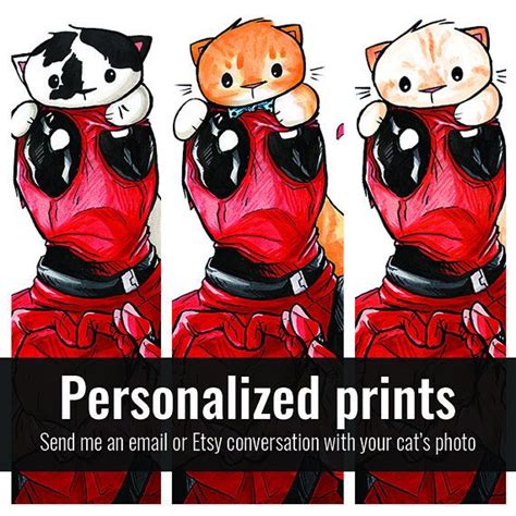 Deadpool Kitty Art Print 85x11 Cat Marvel Comic Art For Arte