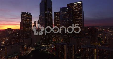 Aerial Drone footage of downtown Los Angeles at dusk Stock Footage,#footage#downtown#Aerial# 