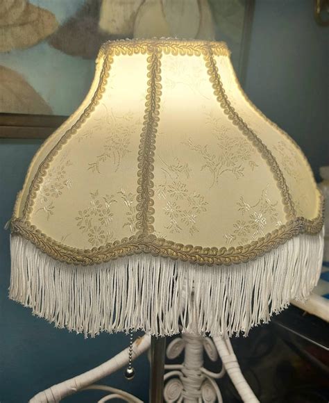 victorian lamp fringe lampshade vintage accent table lamp etsy