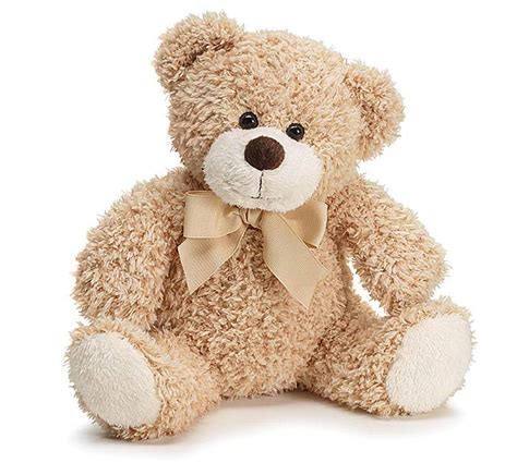 Plush Light Brown Bear Wchecked Bow