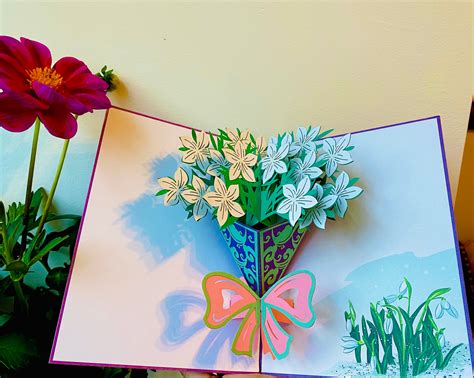 Handmade Lily Pop Up Card Flower Birthday Pop Up Cards 3d Etsy