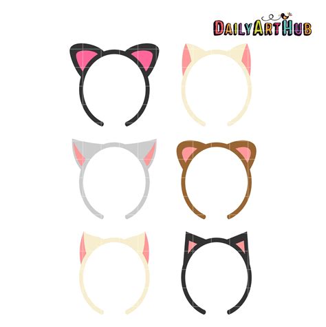 Cat Ear Hairbands Clip Art Set Daily Art Hub Graphics Alphabets And Svg