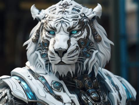 Premium Ai Image A White Tiger In Armor