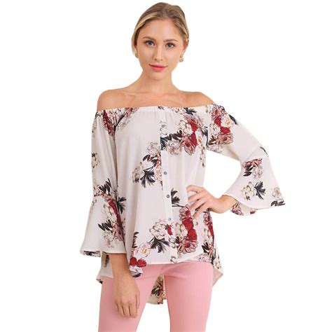 Floral Print Chiffon Blouse Summer 2017 Casual Off Shoulder Shirt Women