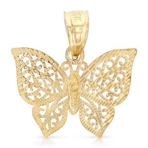 14k Two Tone Gold Fancy Monarch Butterfly Charm Pendant For Necklace Or