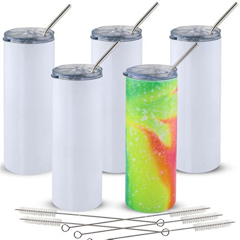 buy 20 oz sublimation tumbler skinny straight 5 pack skinny tumblers with lids and straws