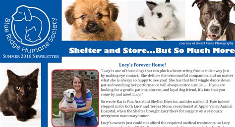Summer 2016 Newsletter Blue Ridge Humane Society