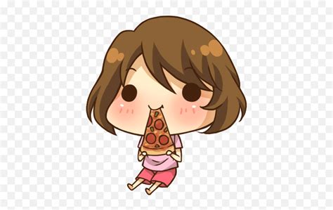 Top Stickers For Android Ios Chibi Girl Eating Pizza Emojicurtsy